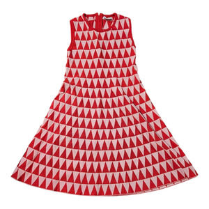 Kling XS Red Sleeveless Knit Zip Closure Triangle Pattern Short Dress